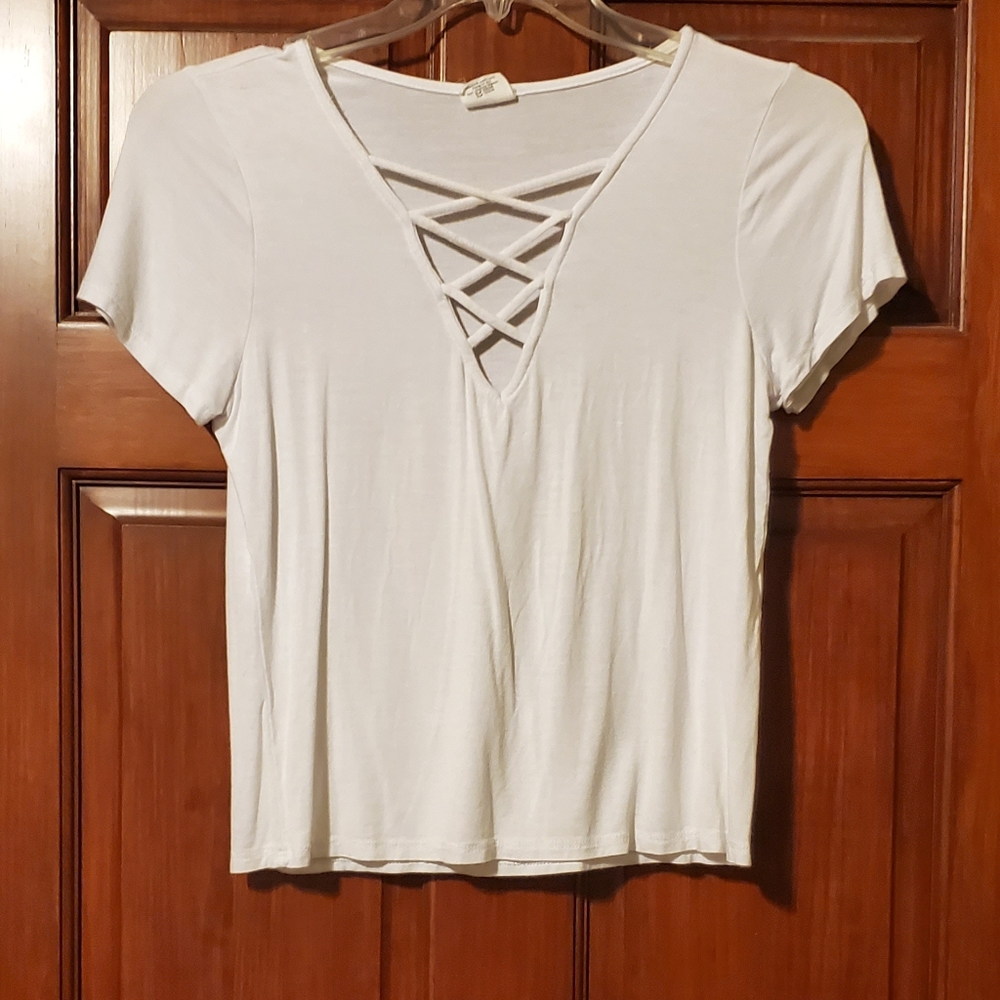 Laceup White Crop top